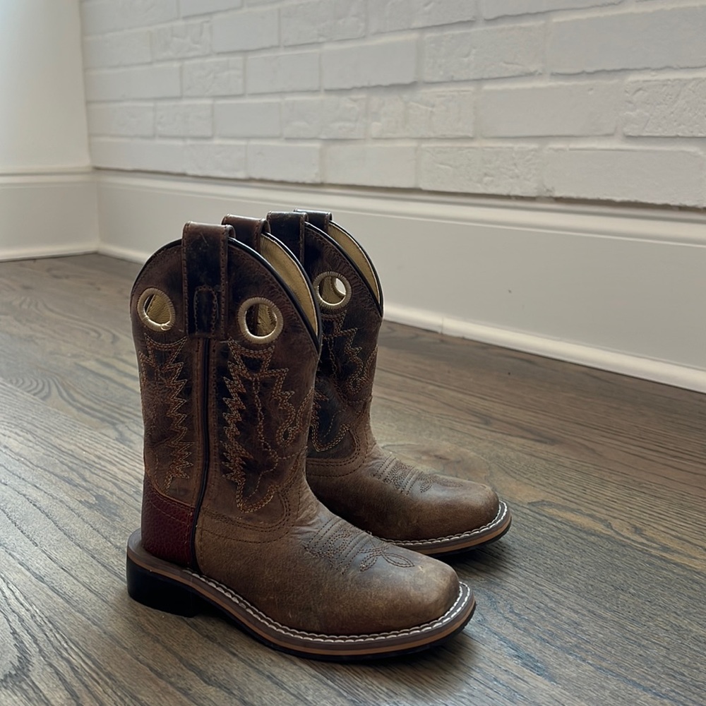 Boys Toddler Leather Square Toe Boots - Size 9.5, Brown